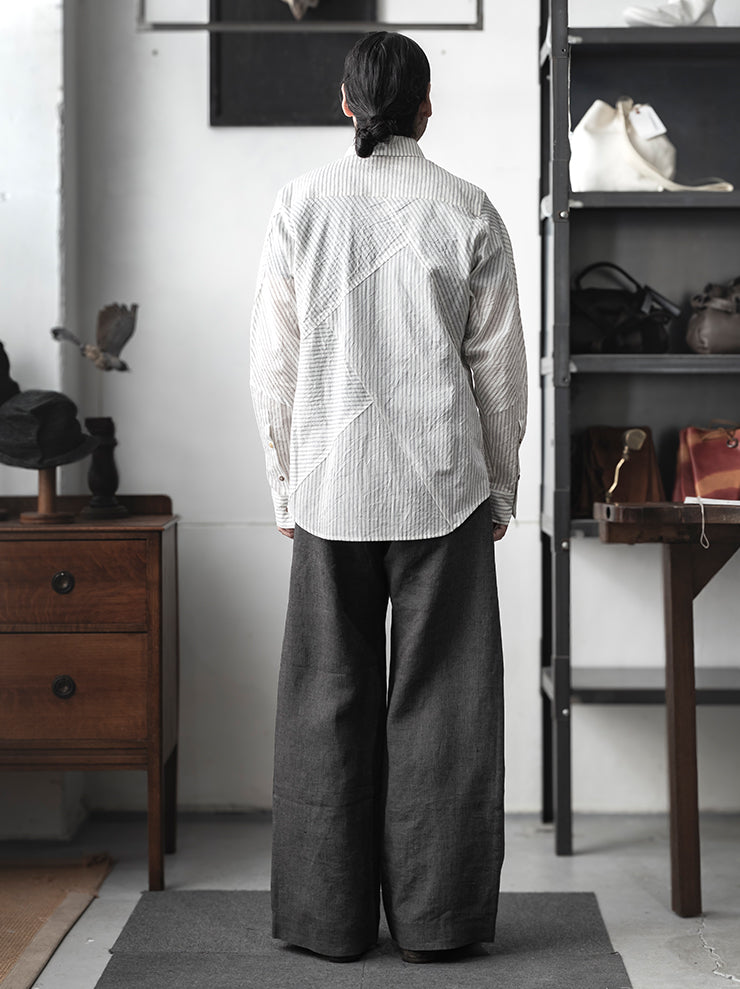 K'ANG<br> UNISEX SANPIETRINI PATCHED OVERSIZE SHIRT / OFF WHITE