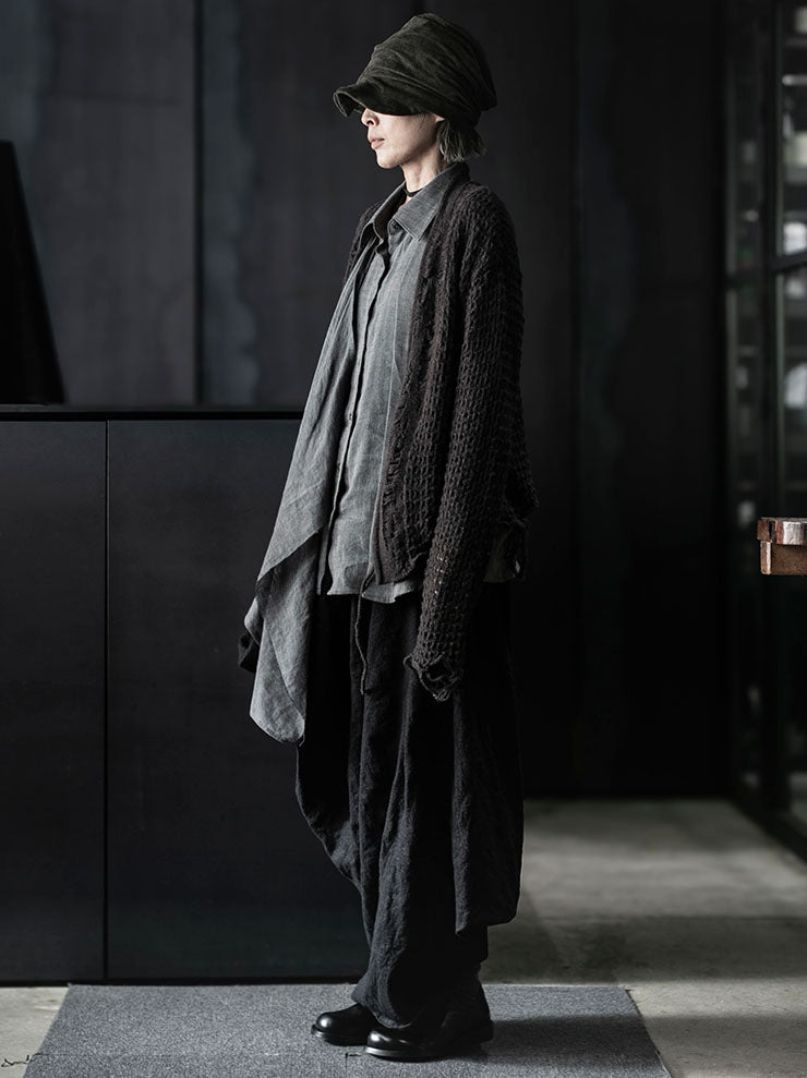 CHIAHUNG SU<br>HAND WOVEN & DYED LAYERING SHIRT / WALNUT GREY