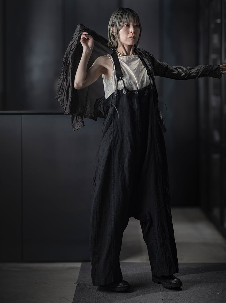 RUNDHOLZ<br> WOMENS Linen Overalls / black