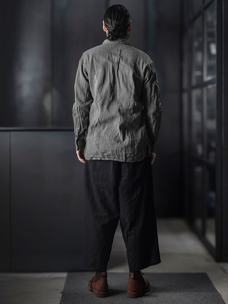 CHIAHUNG-SU<br>MENS HAND WOVEN LOW CROTCH WIDE TROUSER / BLACK STRIPE