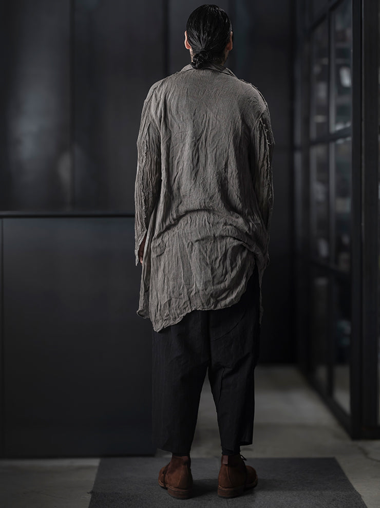 CHIAHUNG-SU<br> UNISEX HAND WOVEN MUD DYED BREATHABLE SHIRT / WEATHERED OAK