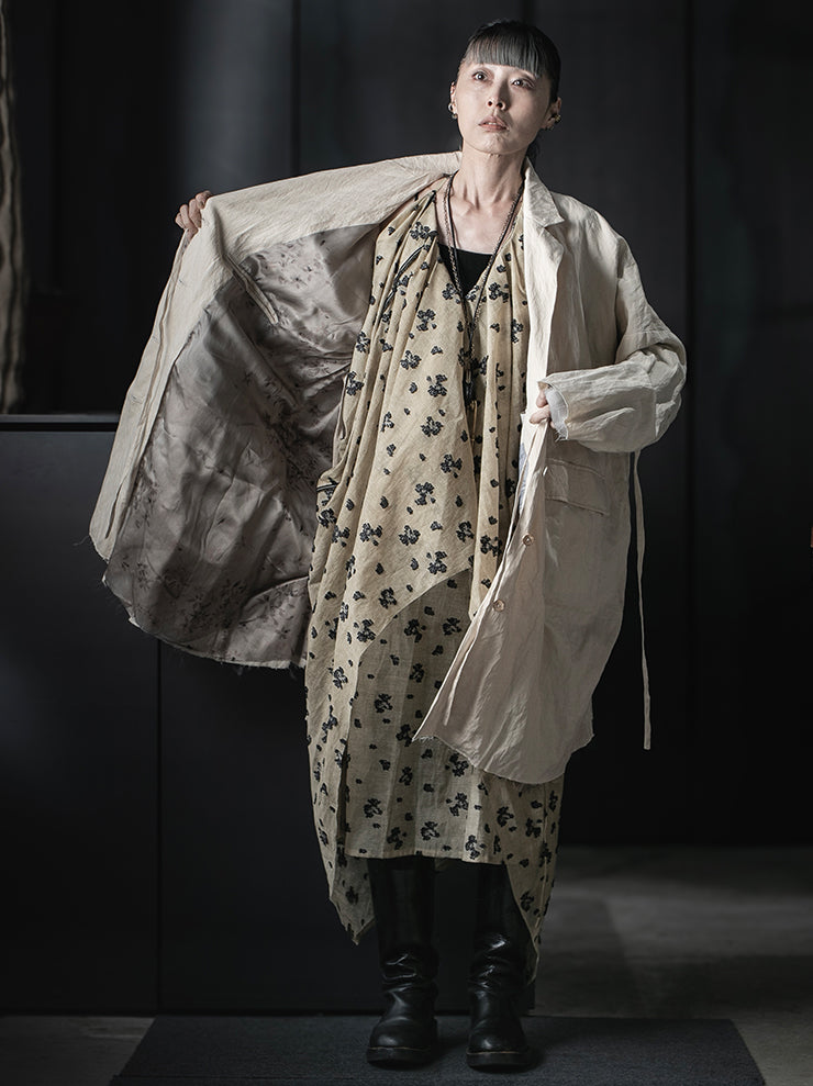 CHIAHUNG SU<br>HAND DYED STRAPPED LAYERING & RAW EDGE DRESS / FLORAL