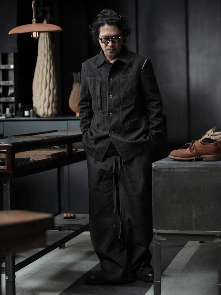 69 by ISAAC SELLAM <br>MENS Striped Work Jacket / PLOMB