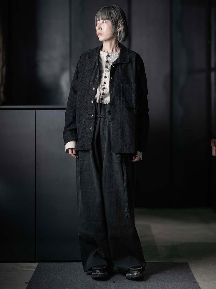 MONAD<br> Udoma Full wide leg high waisted Belt Pant / Black