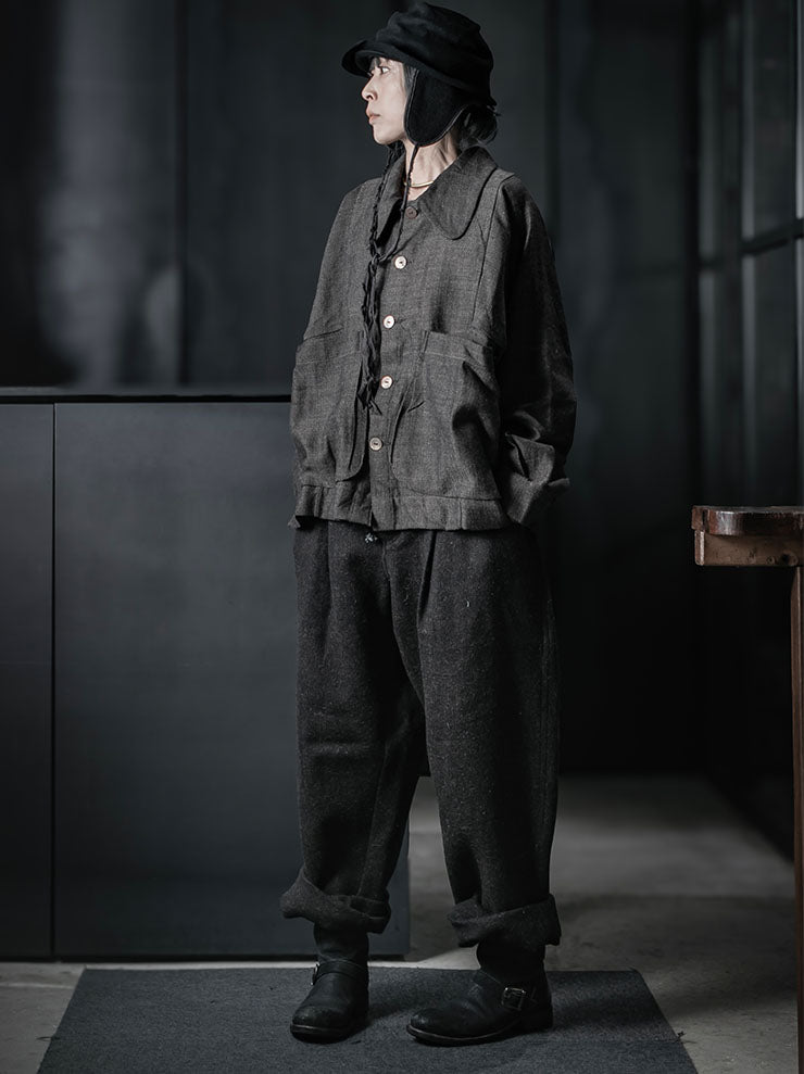 GATHERING<br>UNISEX FARMER JACKET / BLACK AND GREY
