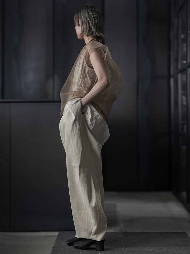 UMA WANG<br> WOMENS TACK TROUSER / OFF WHITE