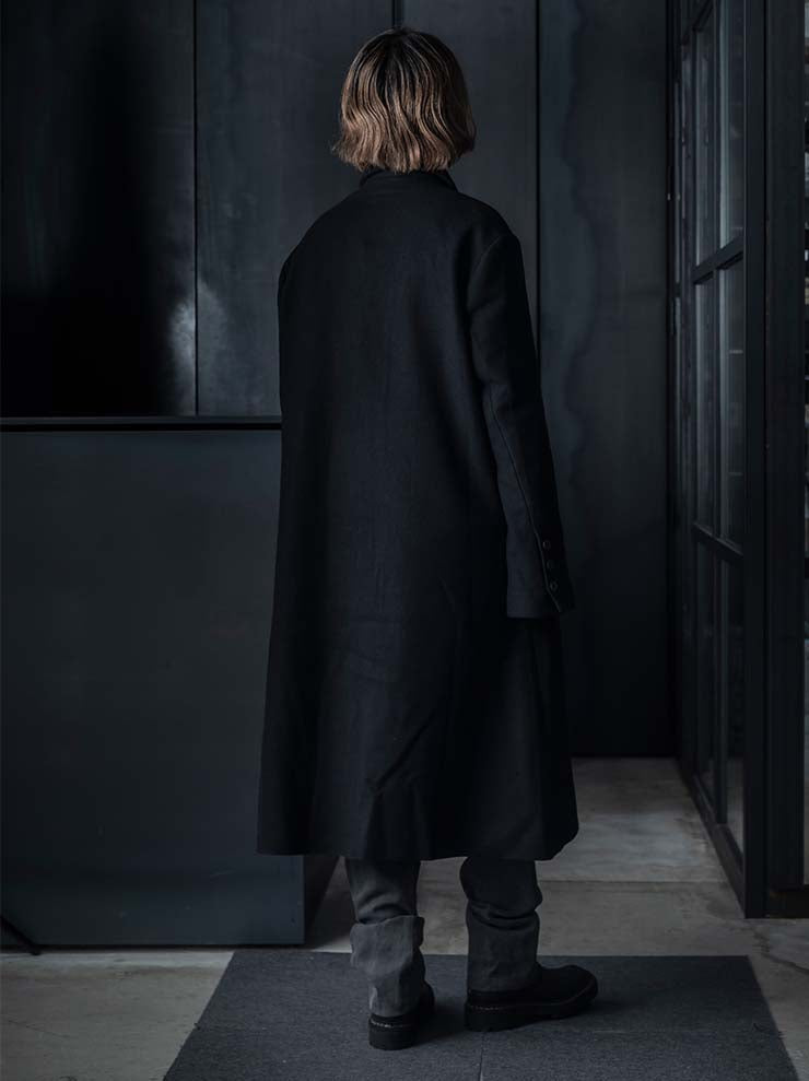 K'ANG<br> UNISEX OVERSIZE SINGLE BREASTED WITH COLLAR CLOSER COAT / BLACK
