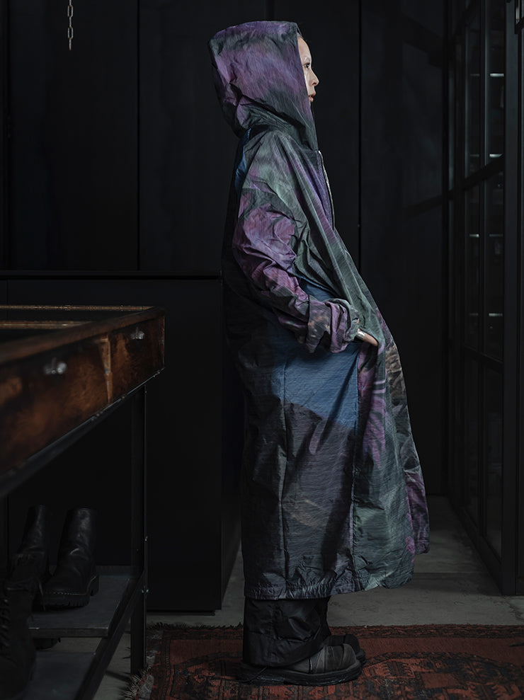 BARBARA BOLOGNA<br> WOMENS PRINT HOODIE ZIP LONGR RAIN COAT