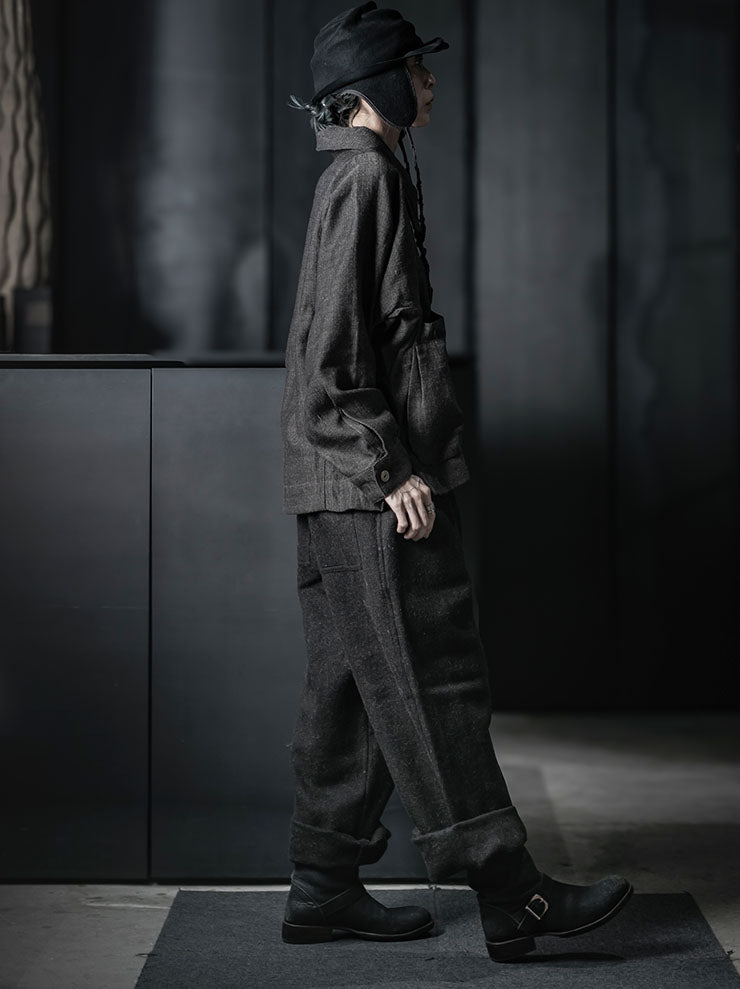 GATHERING<br>UNISEX FARMER PANT / BLACK BROWN