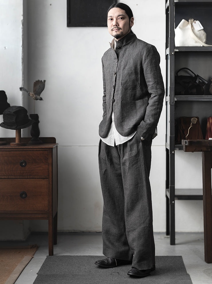 K'ANG<br> UNISEX 5 BUTTON REVERSIBLE JACKET / OFF WHITE + DARK GRAY