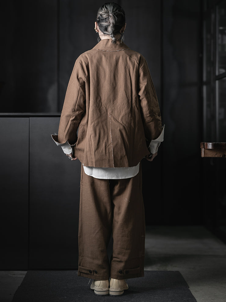 WRIGHT + DOYLE<br>UNISEX HAYTOR TROUSERS / OCHRE PINSTRIPE