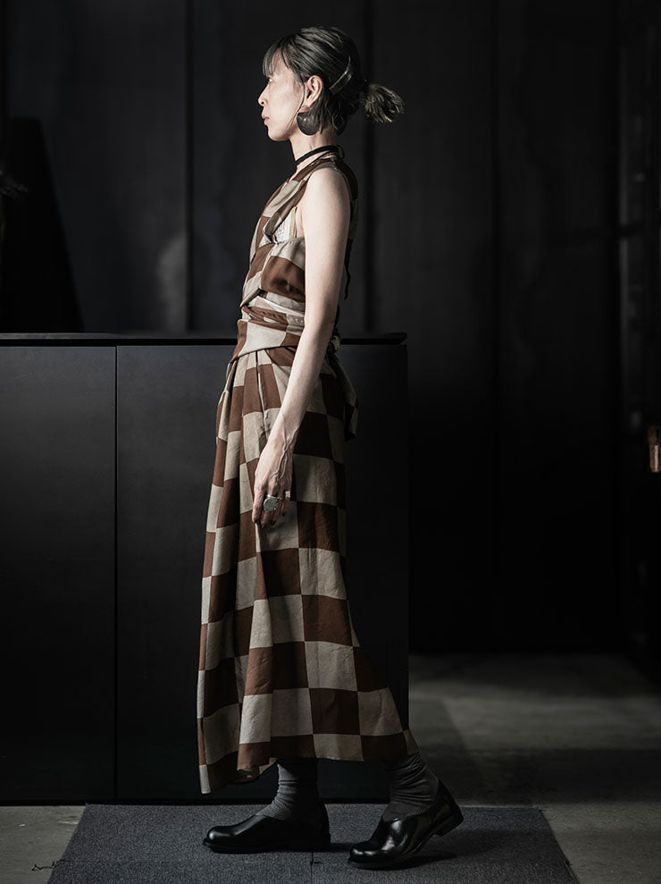 UMA WANG<br>WOMENS AZZO DRESS / MUSTARD/TAN