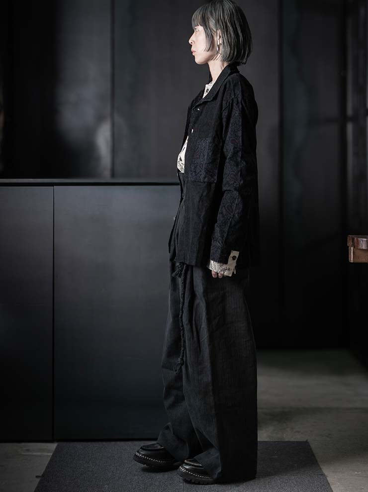 MONAD<br> Udoma Full wide leg high waisted Belt Pant / Black