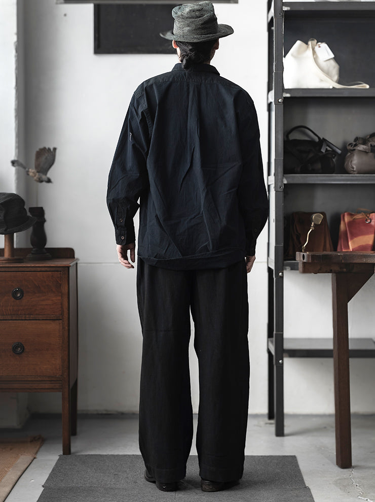KINYAN LAM<br>UNISEX ナチュラルダイリラックスプリーツトラウザー / INDIGO BLUE