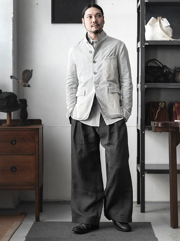 K'ANG<br> UNISEX 5 BUTTON REVERSIBLE JACKET / OFF WHITE + DARK GRAY