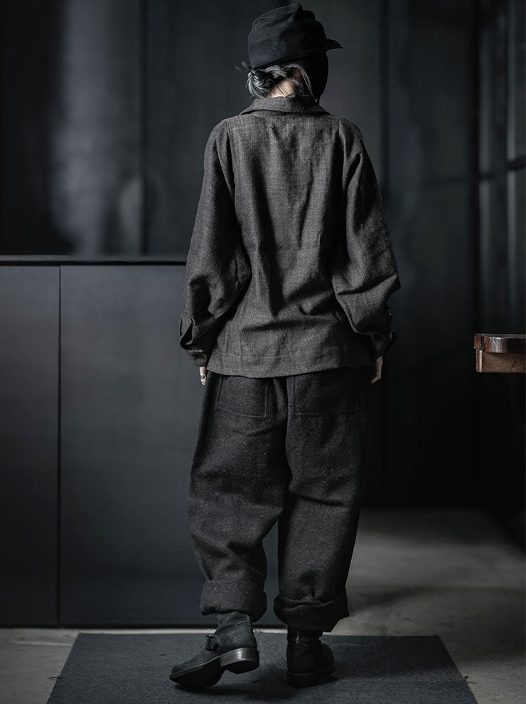 GATHERING<br>UNISEX FARMER PANT / BLACK BROWN