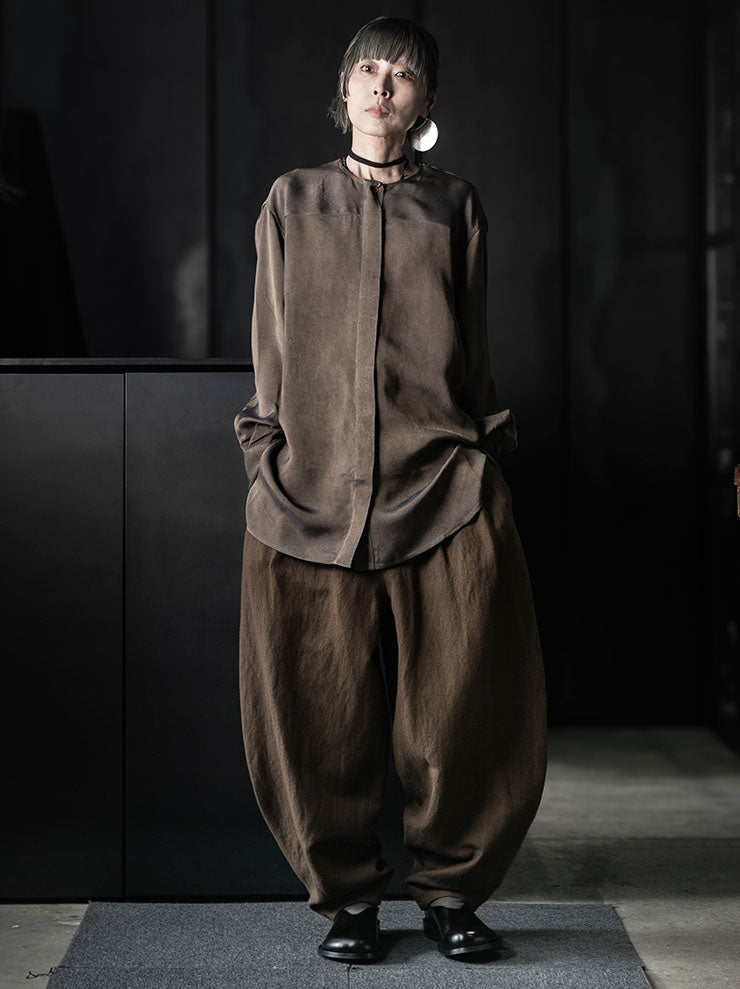 UMA WANG<br>WOMENS POLY PANTS / BROWN