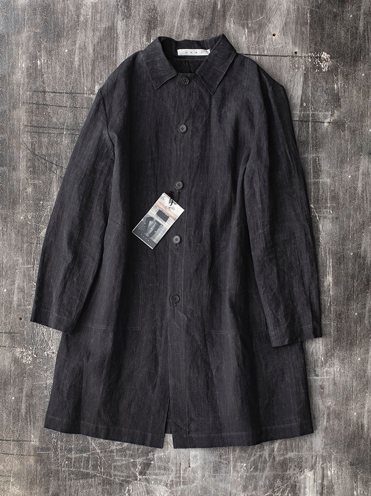 K'ANG<br> MENS BACK / ELBOW SPLIT LATER UNLINED DUST COAT / BLACK