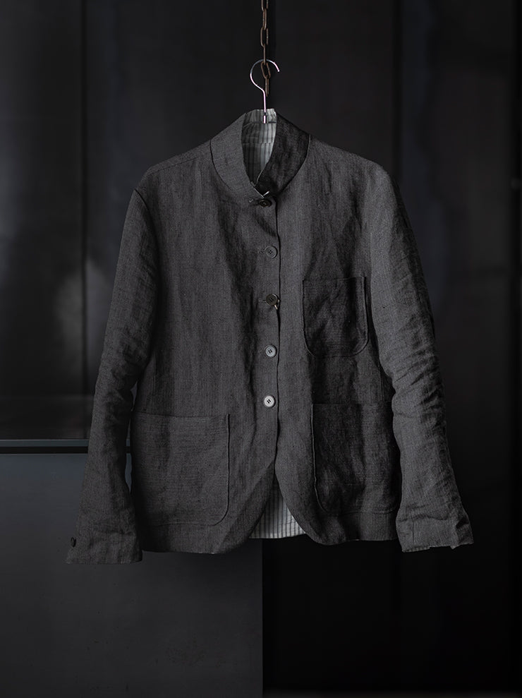 K'ANG<br> UNISEX 5 BUTTON REVERSIBLE JACKET / OFF WHITE + DARK GRAY