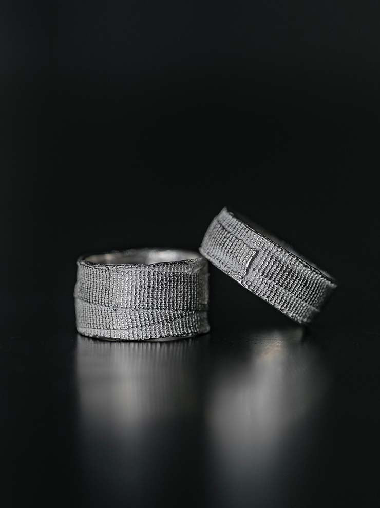 DETAJ<br> 2-BANDAGE SILVER RING / 2-VTGR06 / VINTAGE WHITE