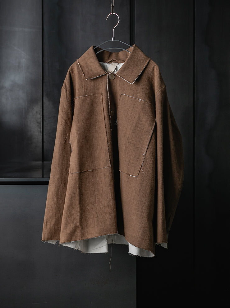 WRIGHT + DOYLE<br>UNISEX TOLMEN JACKET / OCHRE PINSTRIPE