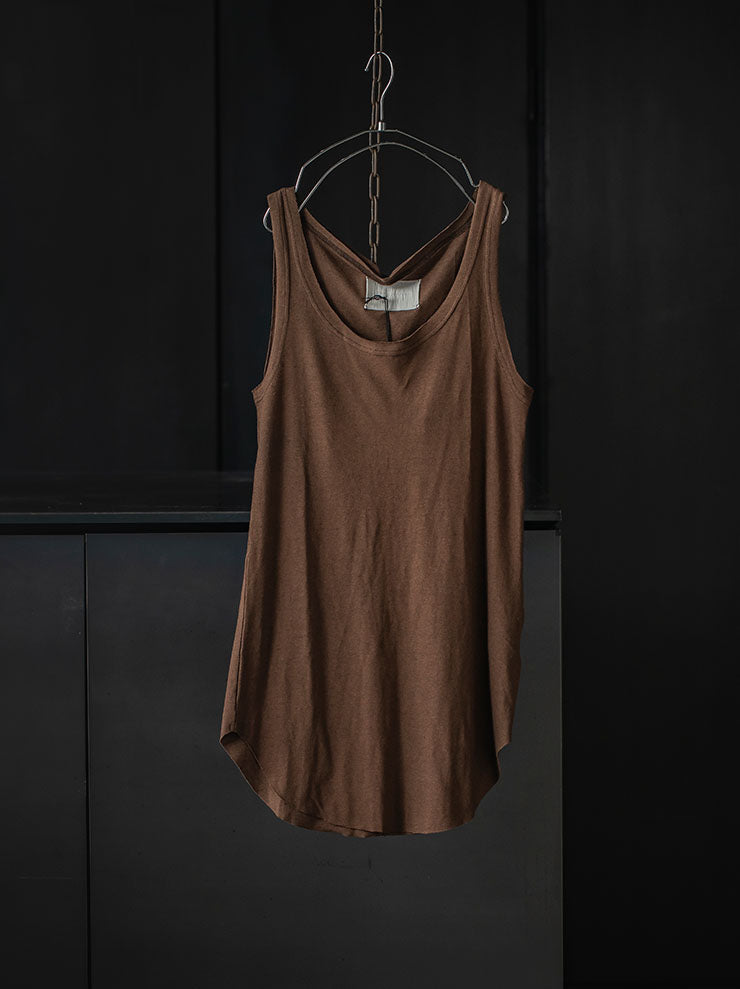 ISSEY FUJITAWOMENS コットンリネンタンクトップ / BROWN