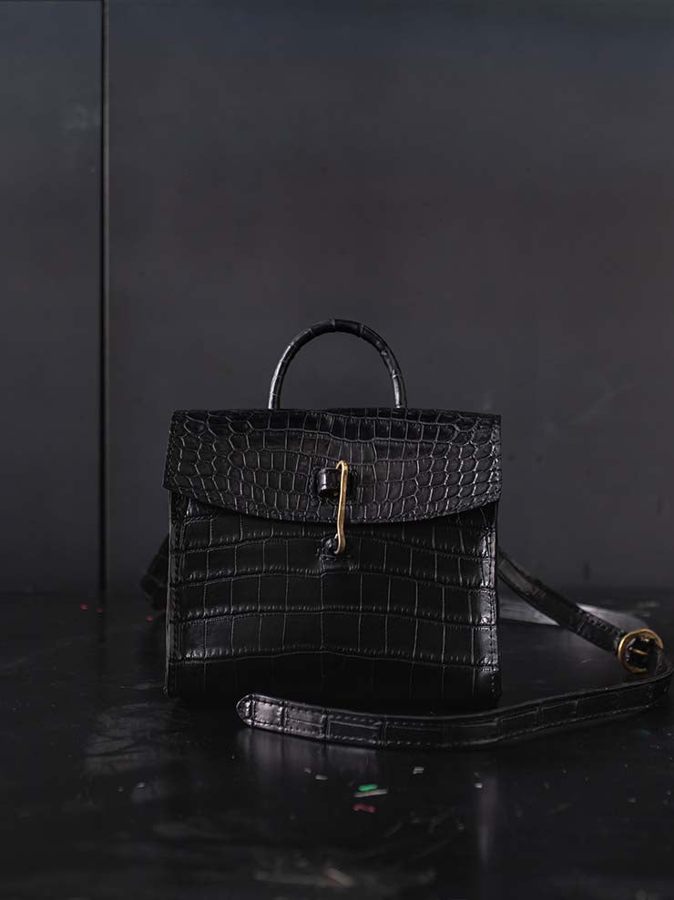 tagliovivo<br> Doctor mini bag CROCODILE / BLACK