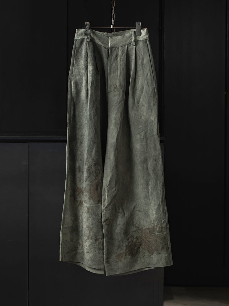 UMA WANG<br> WOMENS LINEN COTTON WIDE LEG TROUSER / VENICE BLUE
