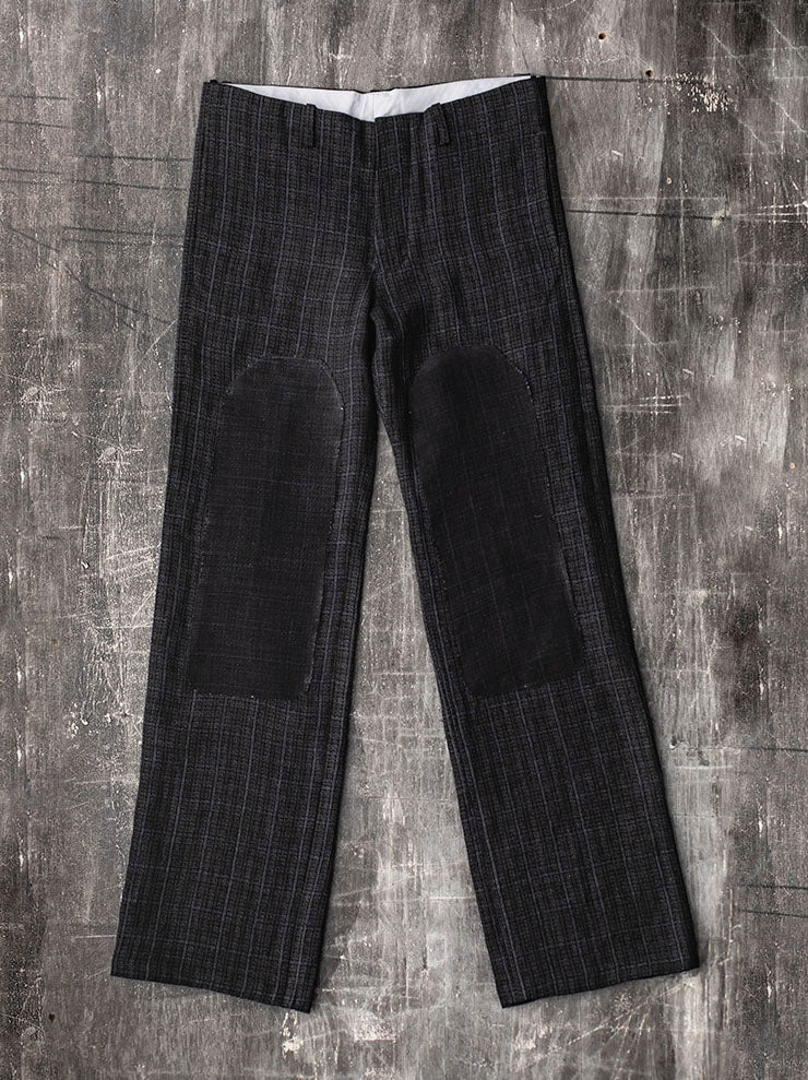 K'ANG<br> MENS KNEE PROTECT PATCH WIDE FIT TROUSERS / OFF BLACK