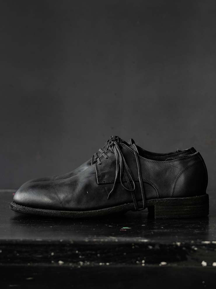 GUIDI<br>MEN'S CLASSIC DERBY SOLE LEATHER 992X BLKT / HORSE FULL GRAIN