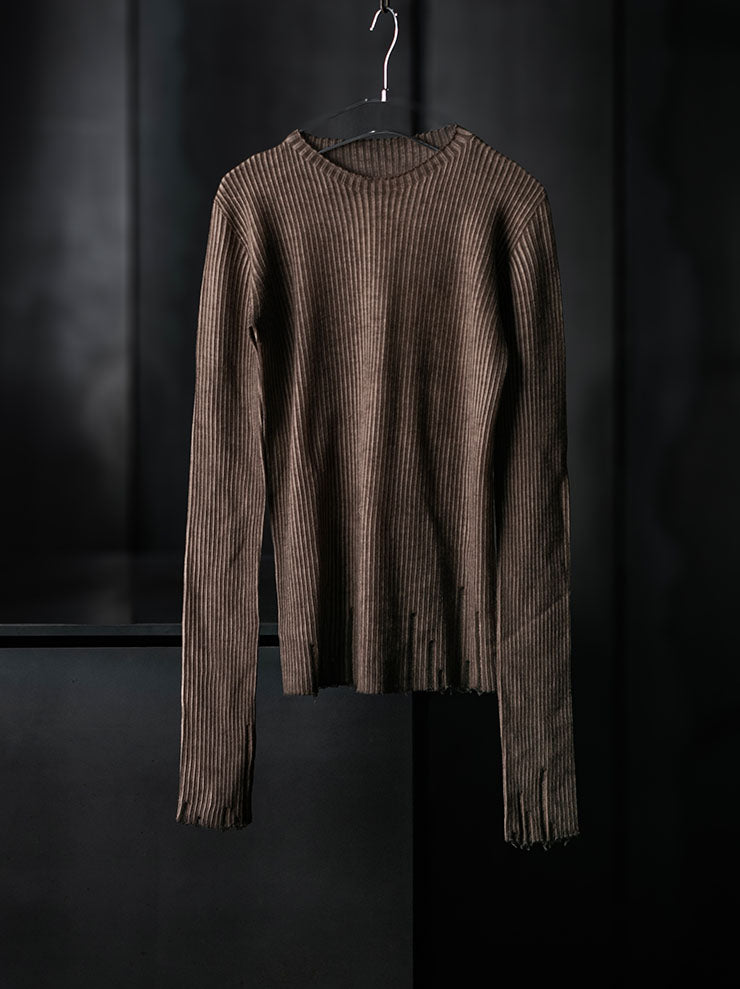 UMA WANG<br>WOMENS LONG SLEEVE TOP / BROWN