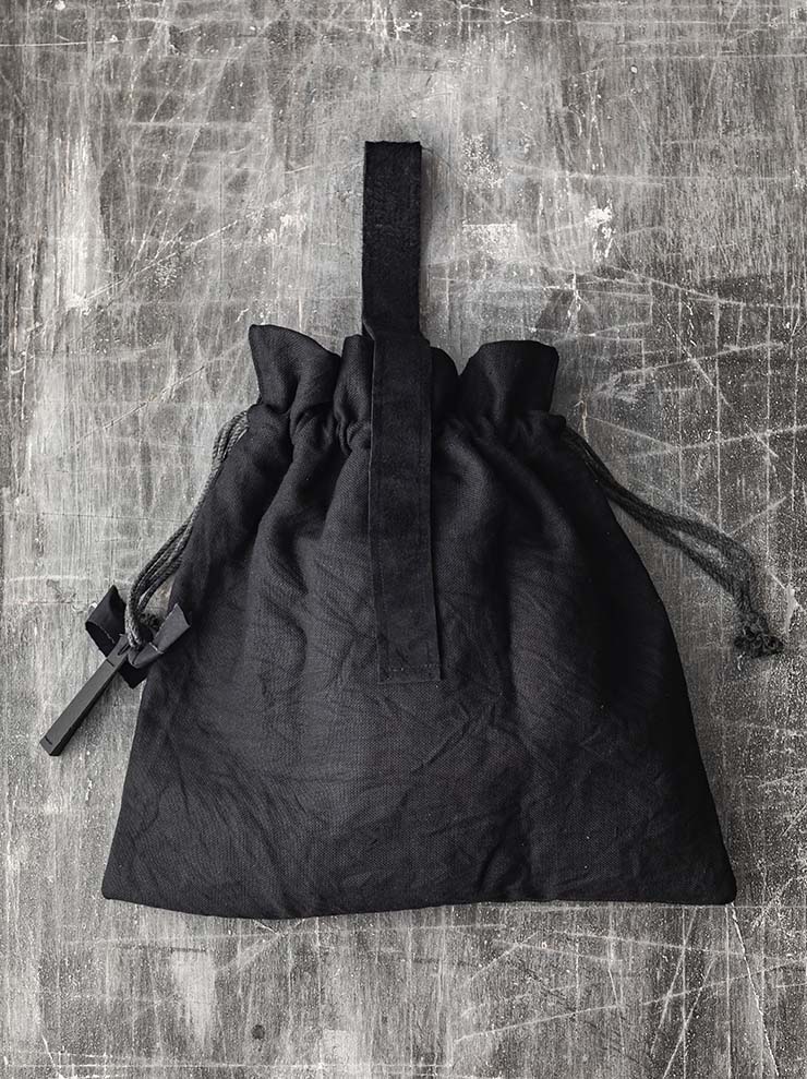 TUFORÉE<br> Leather handle linen tote bag / BLACK