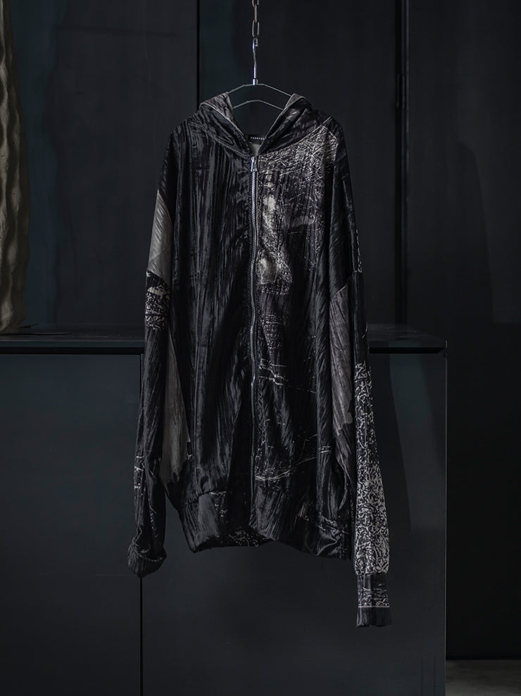 BARBARA BOLOGNA<br> WOMENS PRINTED BASIC HOODIE ZIP JACKET