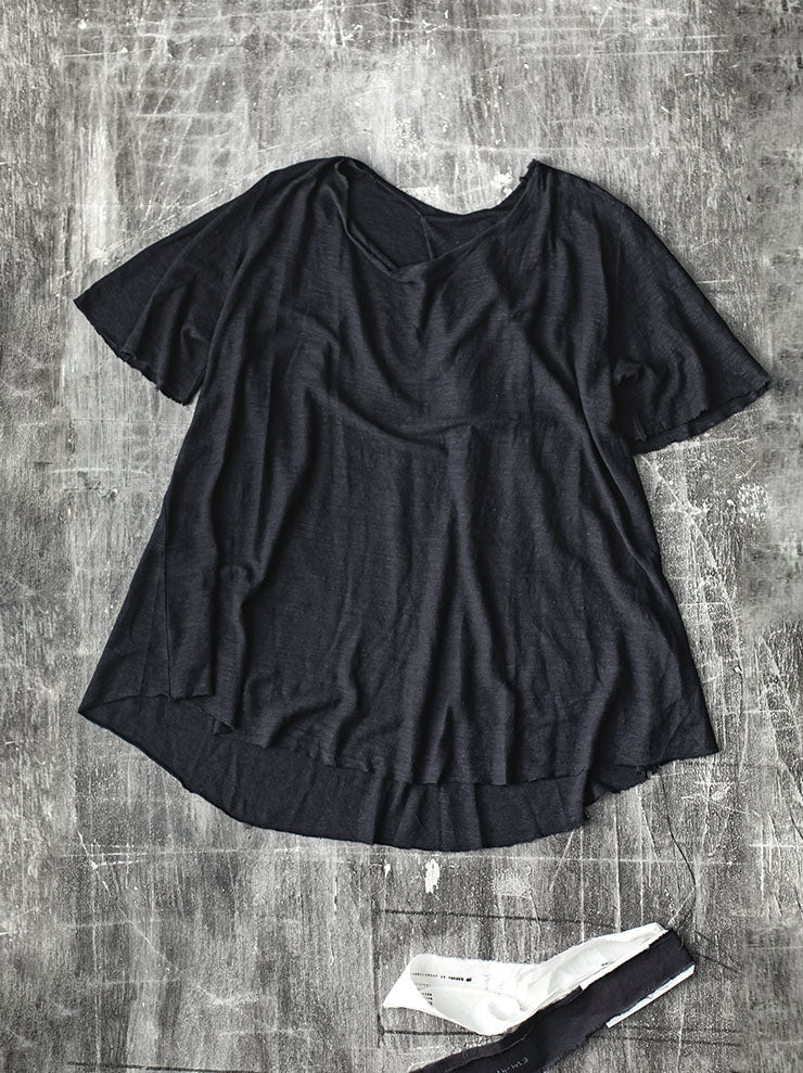 ATELIER SUPPAN<br> WOMENS BLACK HEMP T-SHIRT