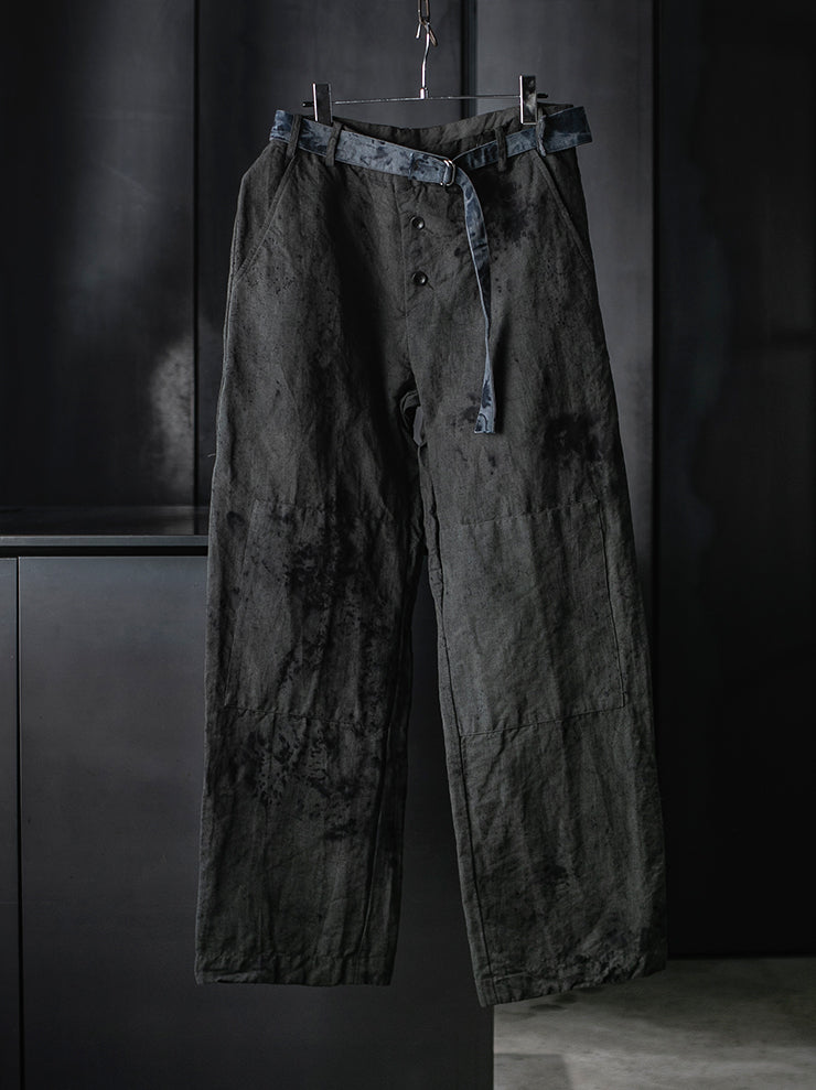 ATELIER SUPPAN<br>MEN'S Blue-green hemp TROUSERS / E26-08