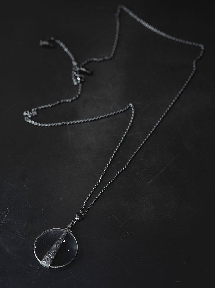 RIGARDS<br/>STERLING SILVER EXTENDABLE MAGNIFYING LOUPE NECKLACE / BLACK / AT011AG