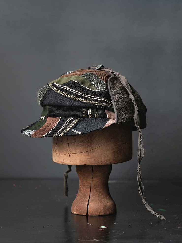 HORISAKI<br>ONE OF A KIND COLLECTION パッチワークイヤーフラップ付きハット OOAK25 NO.109 / MIX