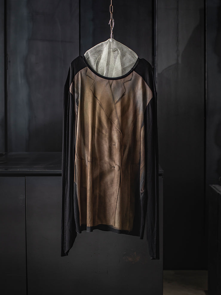 IA LONDON<br>WOMENS OVERSIZED JERSEY TOP / TRENCH COAT PRINT