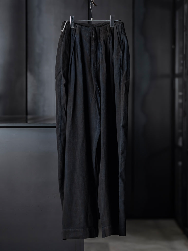 KINYAN LAM<br>UNISEX ナチュラルダイリラックスプリーツトラウザー / INDIGO BLUE