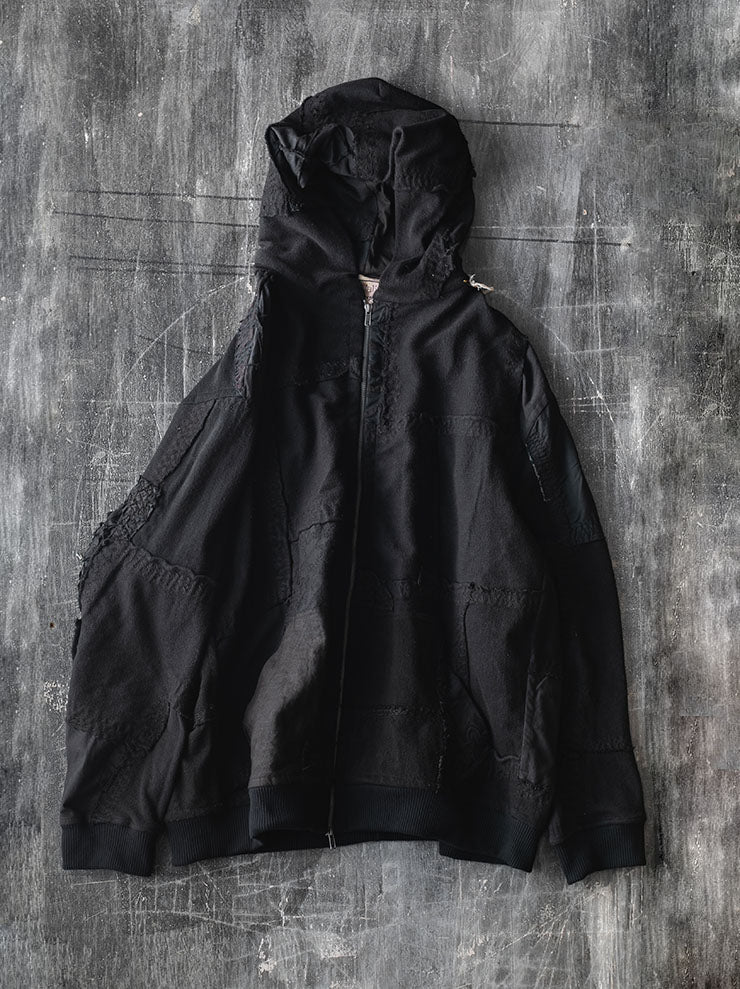 By Walid<br>UNISEX ZIP UP HOODIE / BLACK / SIZE S