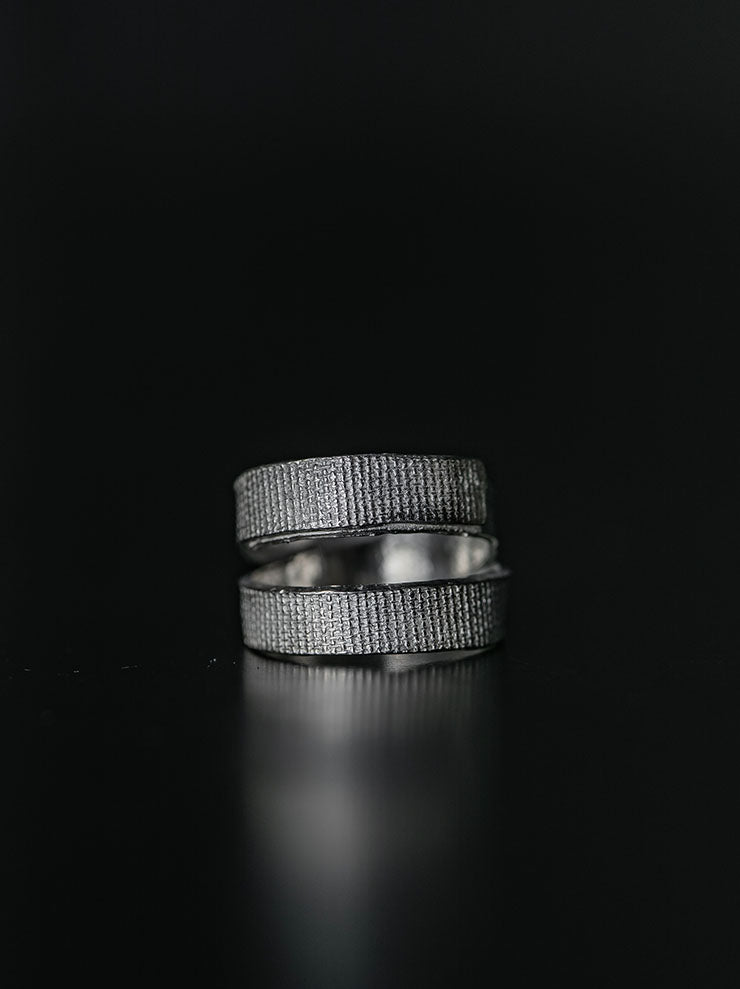 DETAJ<br> 2-BANDAGE SILVER RING / 2-VTGR05 / VINTAGE WHITE