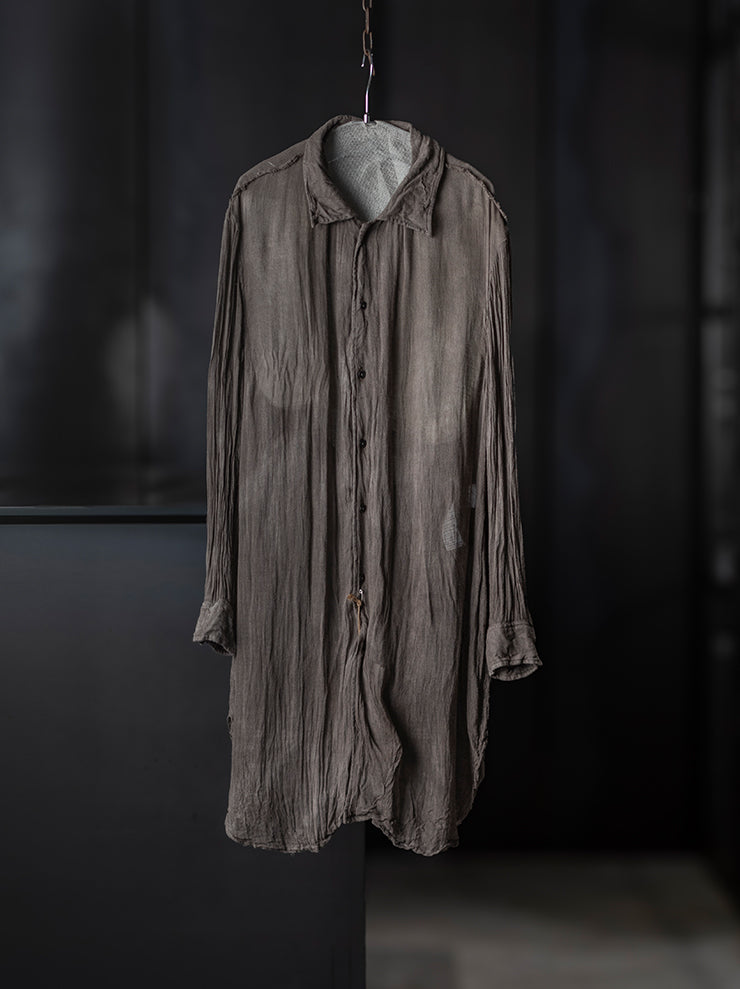 CHIAHUNG-SU<br> UNISEX HAND WOVEN MUD DYED BREATHABLE SHIRT / WEATHERED OAK