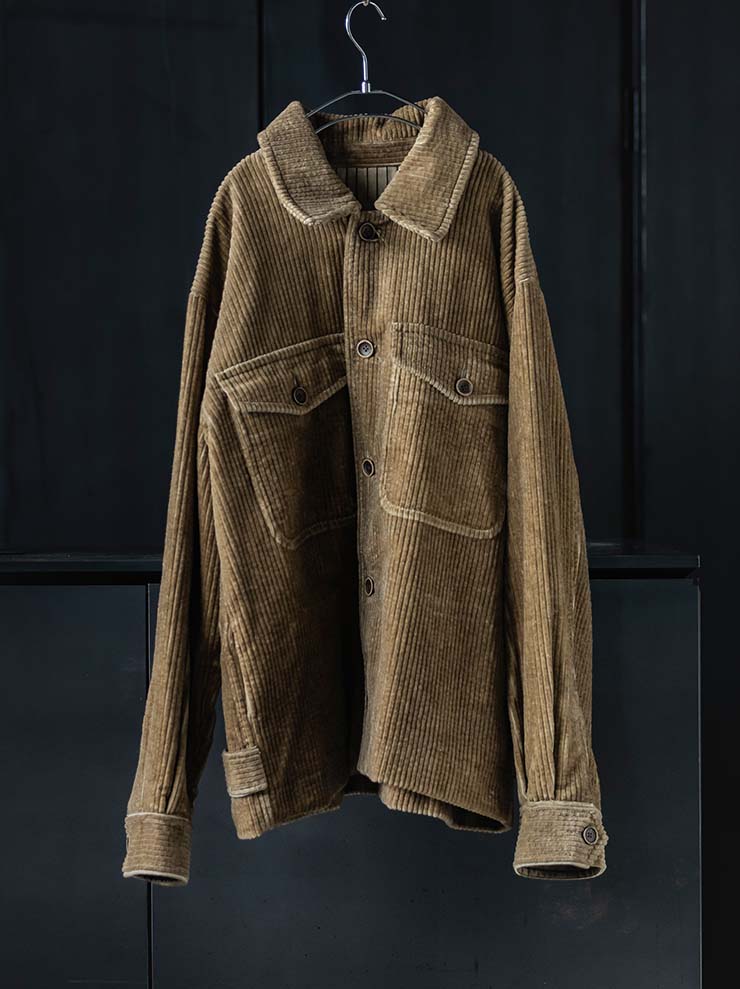 UMA WANG<br> MENS CORDUROY JACKET / TAN
