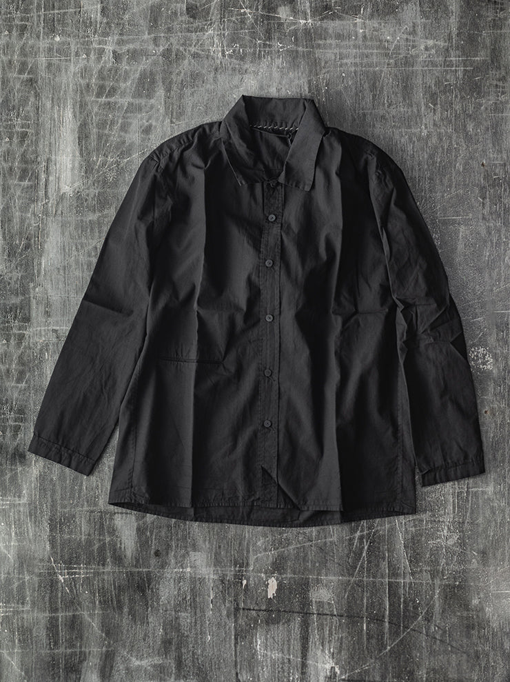 ATELIER SUPPAN<br> MENS COTTON BLACK SHIRT