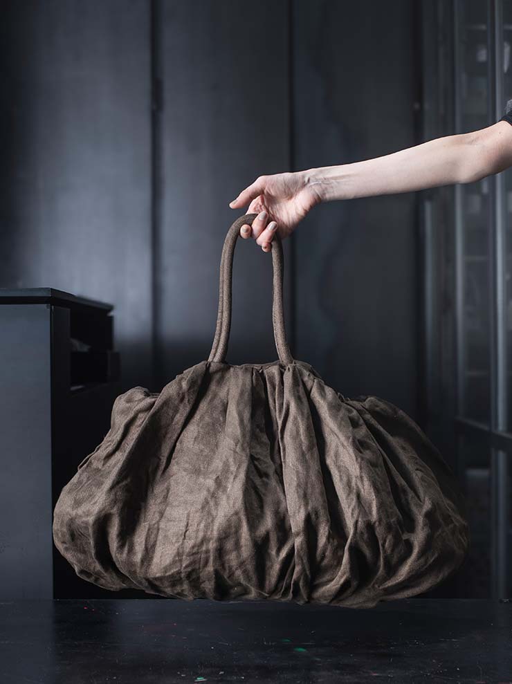 TUFORÉE<br> Linen bag / GAT LARGE / DARK BROWN