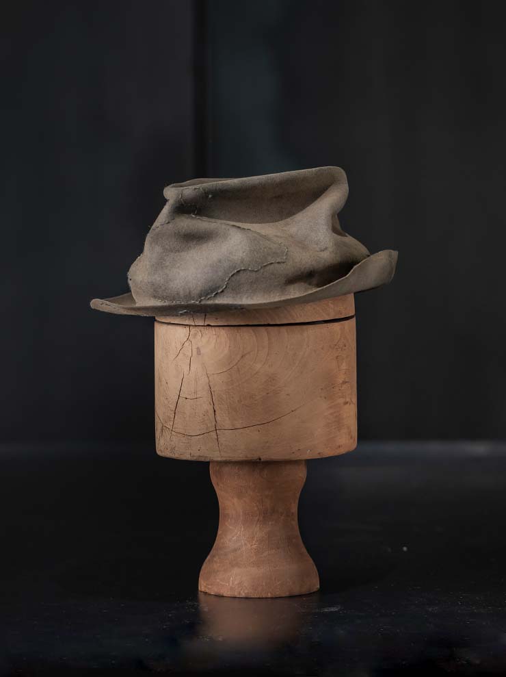 HORISAKI<br> ONE OF A KIND COLLECTION RABBIT FUR FELT HAT OOAK24 NO.30 / GREY