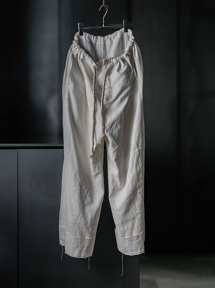MONAD<br> Lewis Relaxed wide leg Drawcord Pant / Natural/Undyed
