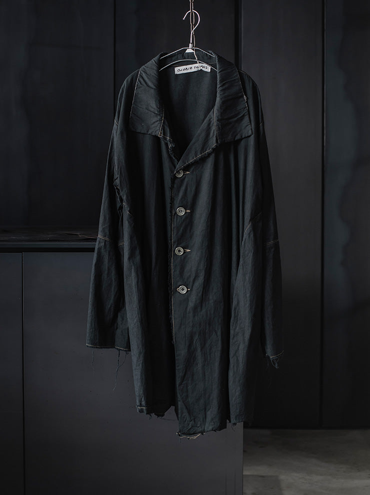 OLUBIYI THOMAS<br>UNISEX ステッチビックカラーコート/ Overdyed Dark Green