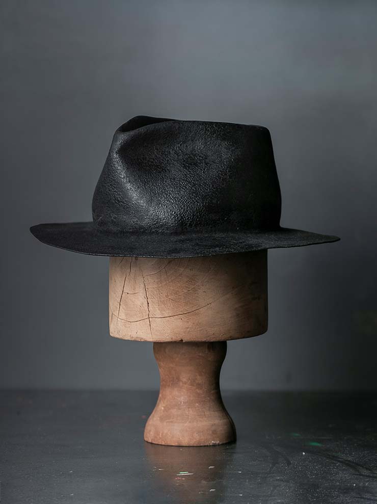 HORISAKI<br> Rabbit fur felt hard burnt hat RHB006 / BLACK