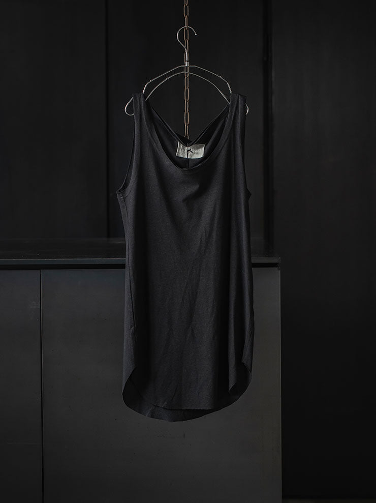 ISSEY FUJITA<br>WOMENS コットンリネンタンクトップ / BLACK